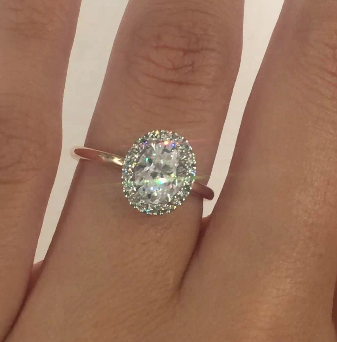 2 CT Halo Oval Moissanite Engagement Ring Halo Oval Etsy