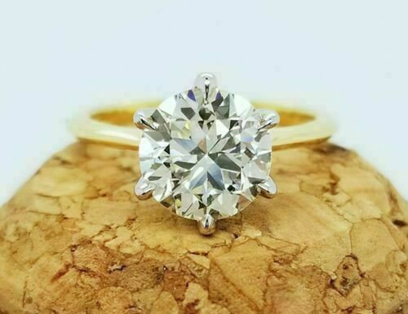 3 CT Round Engagement Ring Solid Gold Dainty Solitaire Ring - Etsy