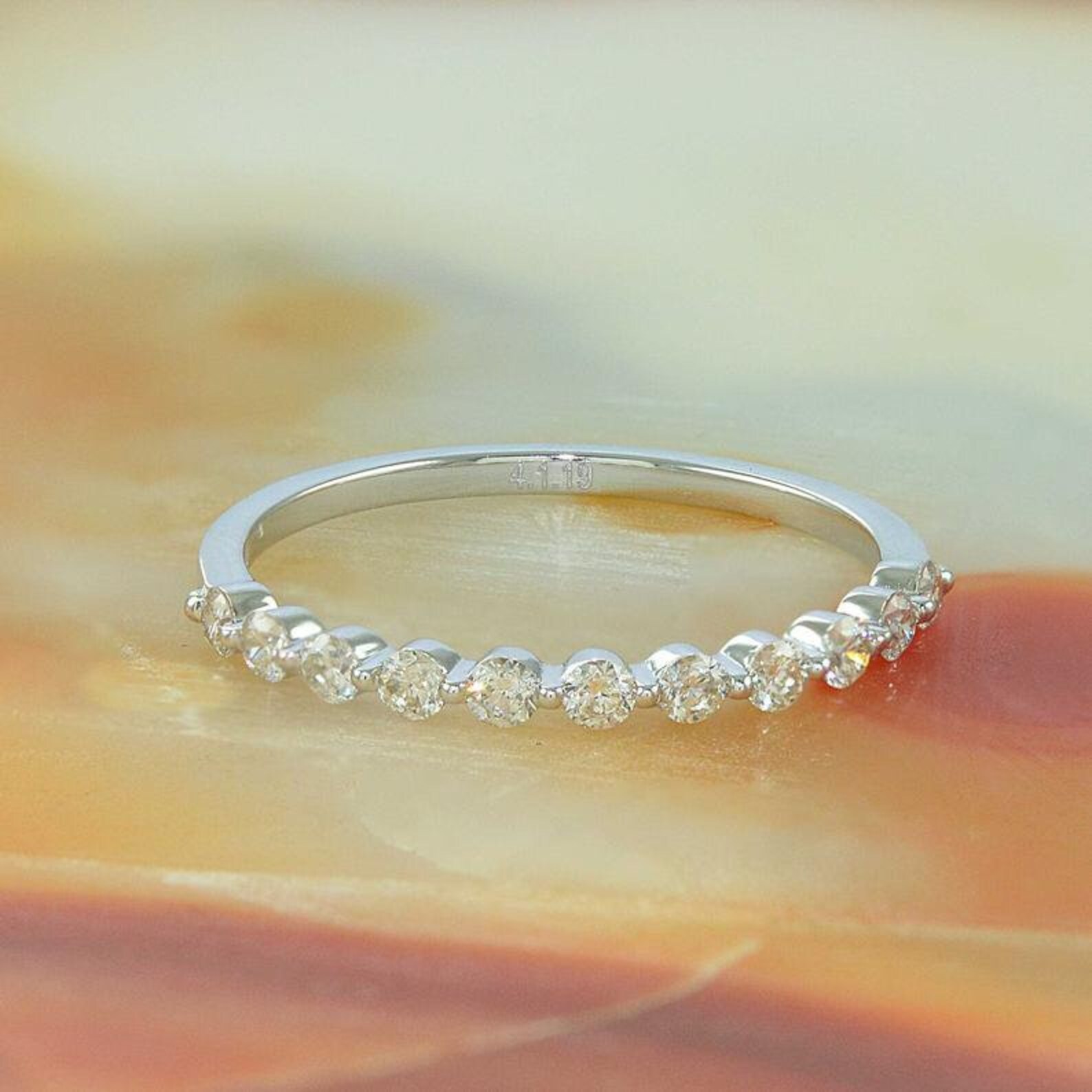 Moissanite Wedding Band 14K Gold Lab Diamond Band Ring Etsy