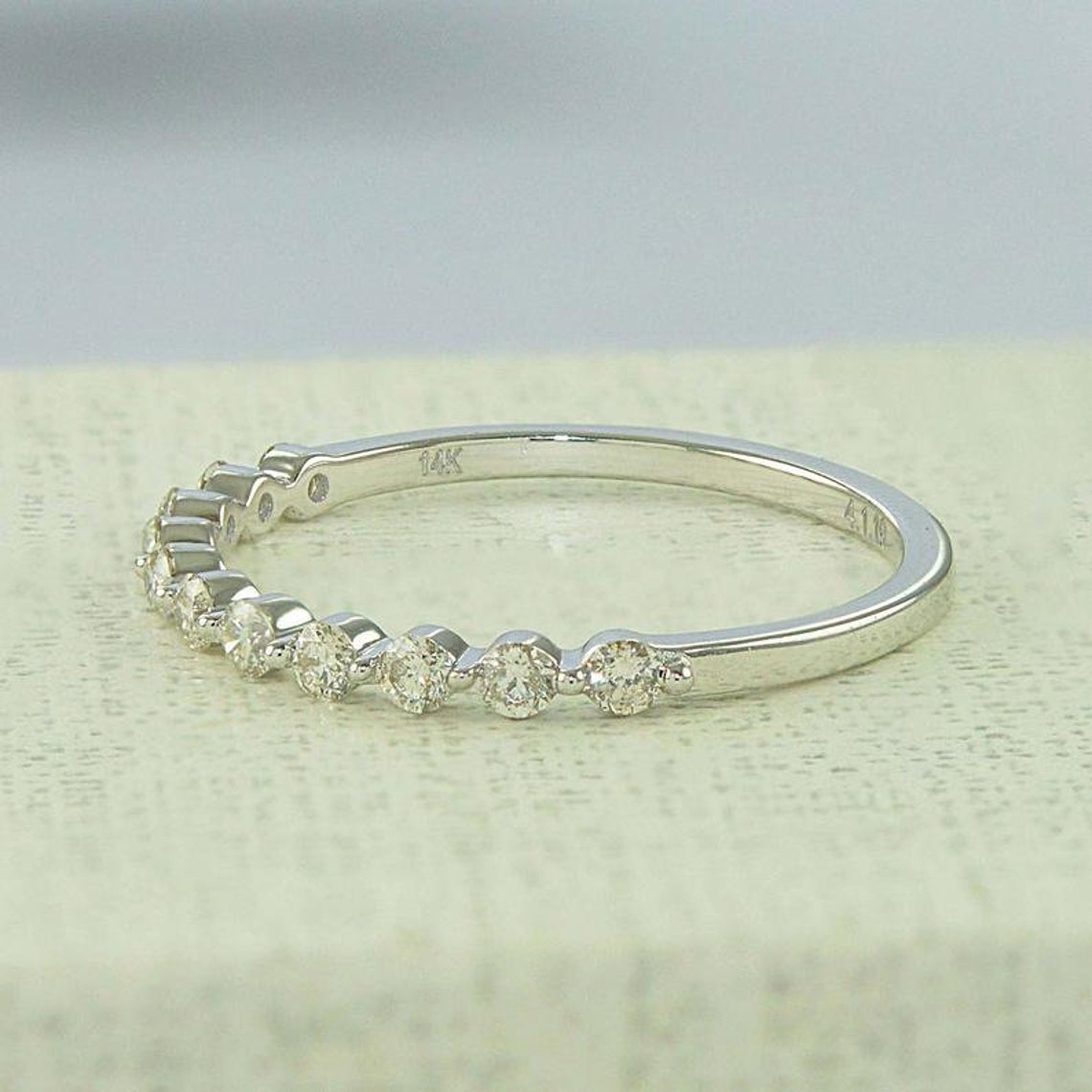 Moissanite Wedding Band 14K Gold Lab Diamond Band Ring Etsy