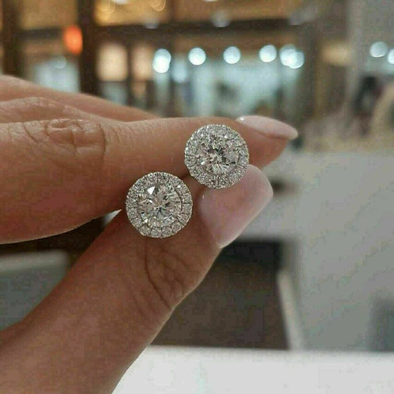 Round Brilliant Diamond Halo Stud Earrings (0.40 ctw) | Costco
