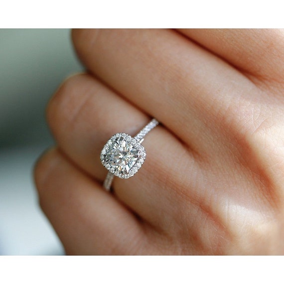 2.Ct Forever Round Moissanite 3 Stone Halo Engagement Ring Solid 14k White Gold 2.Ct Forever Round Moissanite 3 Stone Halo Engagement Ring Solid 14k White Gold
