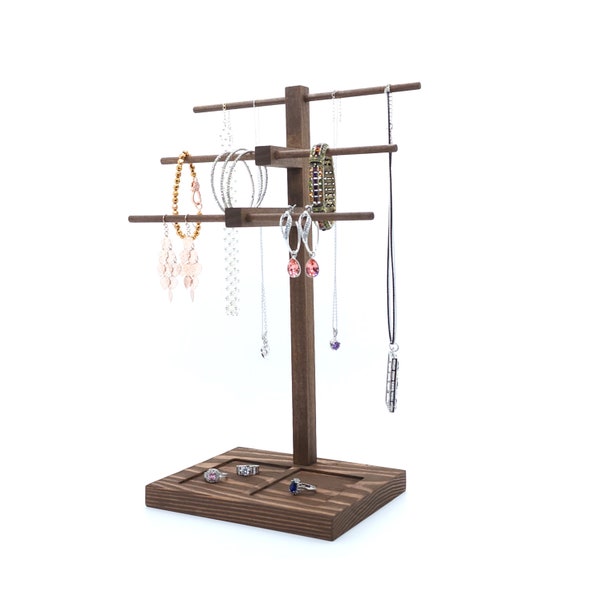 Wood Jewelry Organizer Display Stand