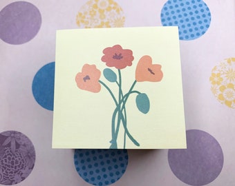 Poppy Bouquet Sticky Notes | Cute Stationery | Flower Notepad | To Do List