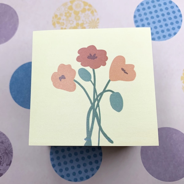 MohnblumenStrauß Sticky Notes | Süßes Briefpapier | Blumen Notizblock | To Do Liste