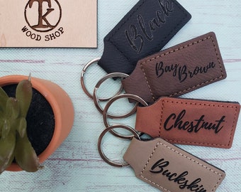 Rectangular Leather Keychain - Personalized