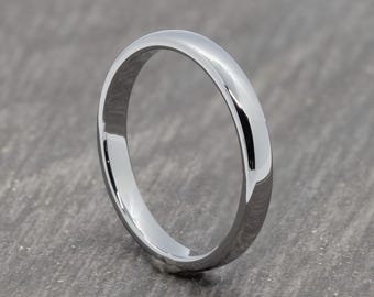 3mm Polished Silver Tungsten Ring - Wedding Ring - Mens Wedding Band - Womens Engagement Ring - Comfort Fit Promise Ring - Sizes K to X