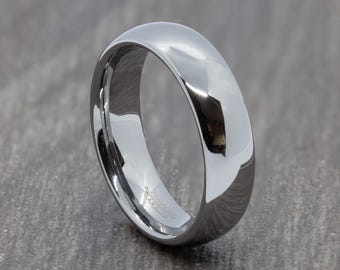 6mm Tungsten Ring Polished Silver - Wedding Ring - Wedding Band - Womens Mens Engagement Ring - Women's Ring - Promise Ring - Sizes J to Z+1
