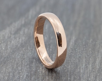 Rose Gold 4mm Tungsten Carbide Ring - Mens Womens Wedding Band - Engagement Ring -  Wedding Ring - Comfort Fit - Promise Ring - Sizes K to Z