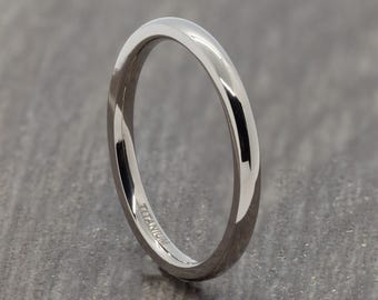 2mm Titanium Ring - Silver Court Fit Mens Wedding Band - Womens Engagement Ring - Wedding Ring - Mens Ring - New Promise Ring J to Z