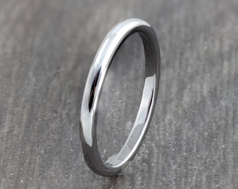 2mm Tungsten Ring - Silver Court Fit Wedding Band - Womens Engagement Ring - Promise Ring - Mens Womens Ring - Wedding Ring - Sizes I to Y