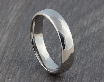 6mm Titanium Ring Polished Silver Finish - Mens Court Fit Wedding Band - Womens Engagement - Promise Ring - Wedding Ring - Sizes K - Z+2