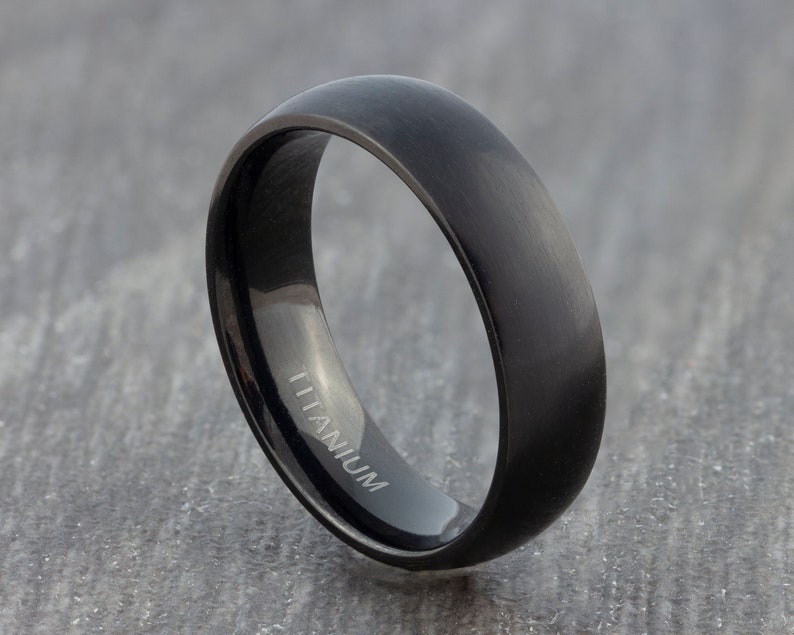 6mm Black Titanium Wedding Ring Womens Black Titanium Band image 1