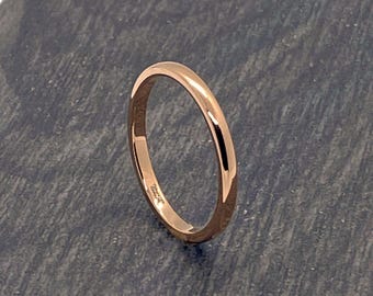 2mm Rose Gold Tungsten Ring - Rose Gold Court Fit Mens Wedding Band - Womens Engagement Ring - Wedding Ring - Promise Ring - Sizes L to Z