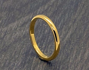 2mm Gold Tungsten Ring - Wedding Ring - Mens Wedding Band - Womens Engagement Ring - Promise Ring - Comfort Fit - Sizes K to X
