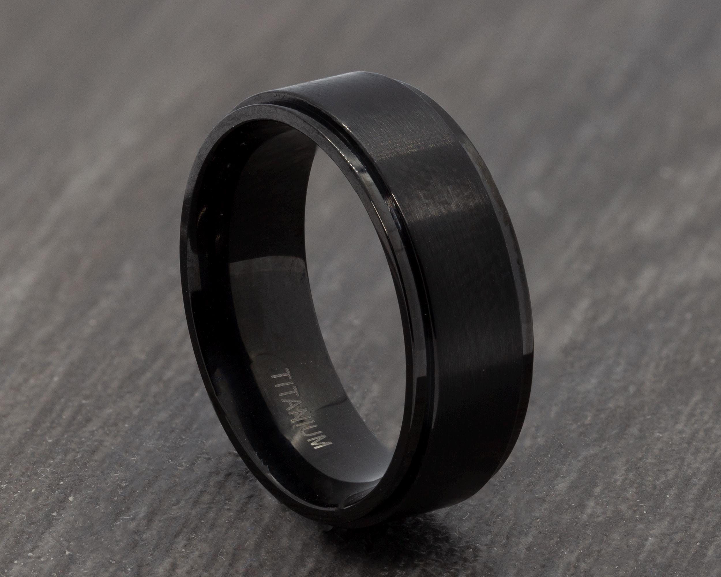 8mm Brushed Matte Black Titanium Ring - Solid, Comfort Fit Wedding Band | Size 12, Hypoallergenic - View #12