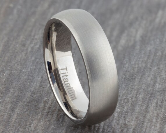 6mm Titanium Ring Brushed Silver Finish Mens Womens Etsy