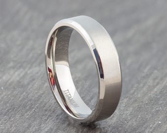 6mm Titanium Ring - Brushed Silver Finish - Mens Court Fit Wedding Band - Womens Engagement ring - Promise Ring - Wedding Ring - L to Z+2