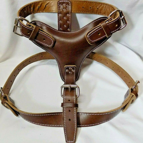 Extra Large Heavy Duty Plain Brown Leather Dog Harness - Etsy