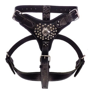Handmade Leather Dog Harness: XL Heavy Duty Studded Design