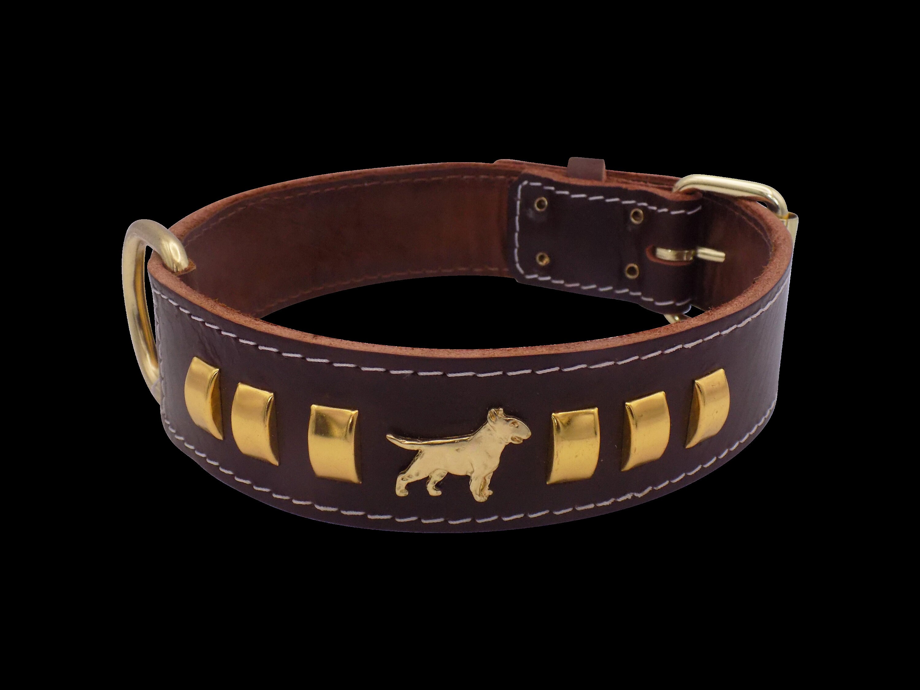 Collare In Pelle Per Cani Bull Terrier: Largo 1,5 Pollici Con Distintivi Dorati - Italia - Foto 5