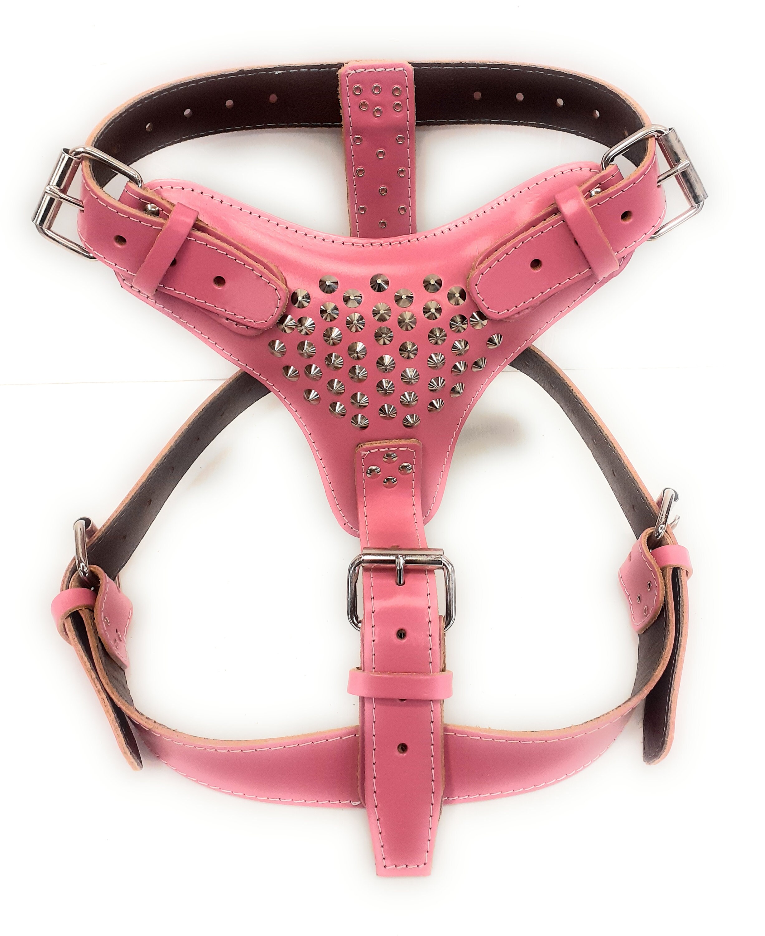 Extra Large Deep Pink Leather Dog Harness with Studds Etsy