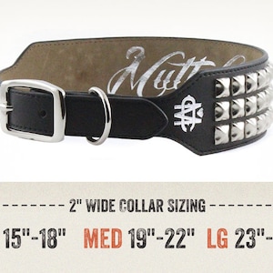 Black Leather Dog Collar with Chrome Studs