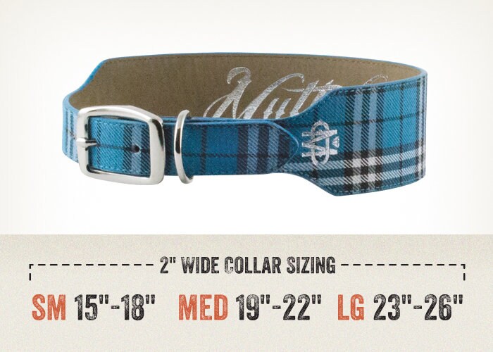 Blue Flannel Leather Dog Collar