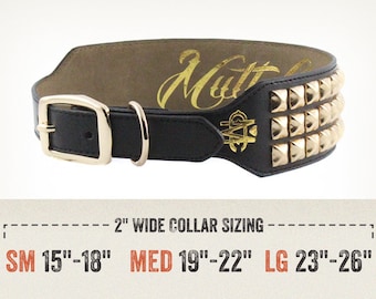 Black Leather Dog Collar with Gold Studs