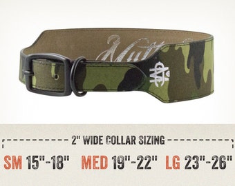 Green Camouflage Leather Dog Collar