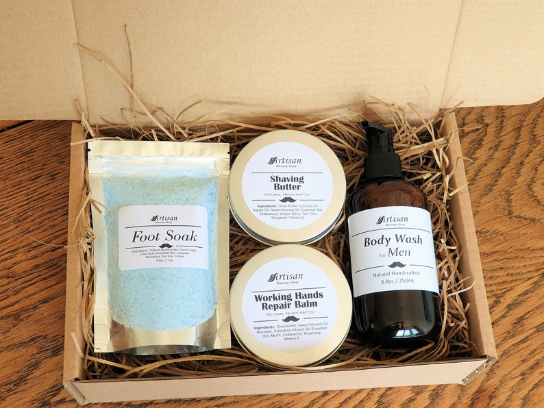Mens Pamper Box Bath Gift Box Shower Gel Shaving Butter Hand Etsy