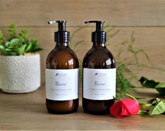 Rose Hand and Body Lotion Hand Soap Liquid Wash Skin Moisturising Cream All Skin Types Rose Scented