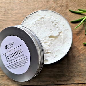 Jasmin Sheabutter Körperbutter, Natürliche Sheabutter, Körperbutter für trockene Haut, nährende Körperbutter, feuchtigkeitsspendende Körperbutter.