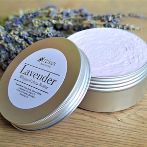 Loción corporal con manteca de karité batida y lavanda, crema corporal natural, humectante para la piel y el cabello, 8.8 oz