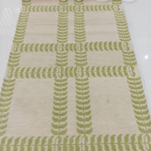 Oushak Rug, Green Beige Hand Knotted Wool Rug | Green Beige Oushak Rug | New Handmade Large Area Rug