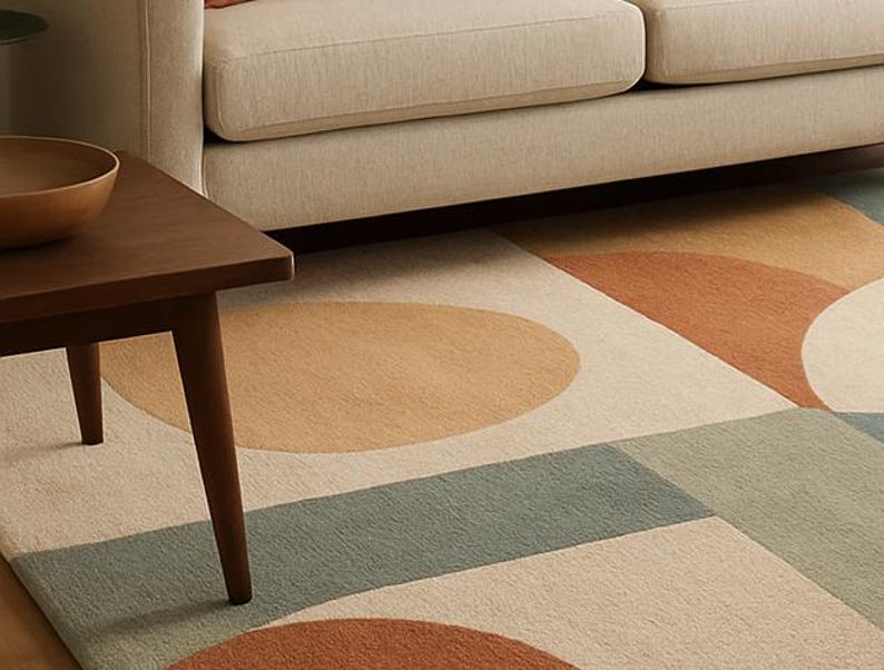 8X10 Hand Tufted New Zealand Wool Rug: Modern Color Block Design Carpet ...