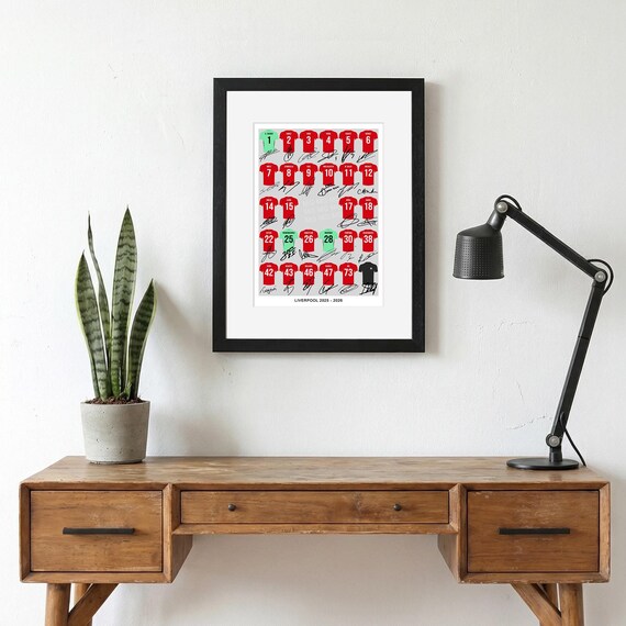 Liverpool Team Squad 2025-2026 Signed Poster Print Framed WALL ART