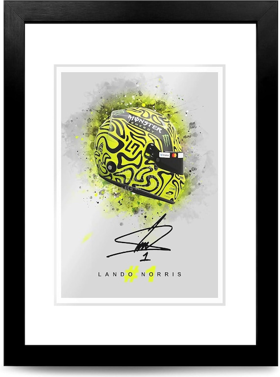 F1 サイン Lando Norris Signed Photo F1 Legend Helmet 2026 Poster Print