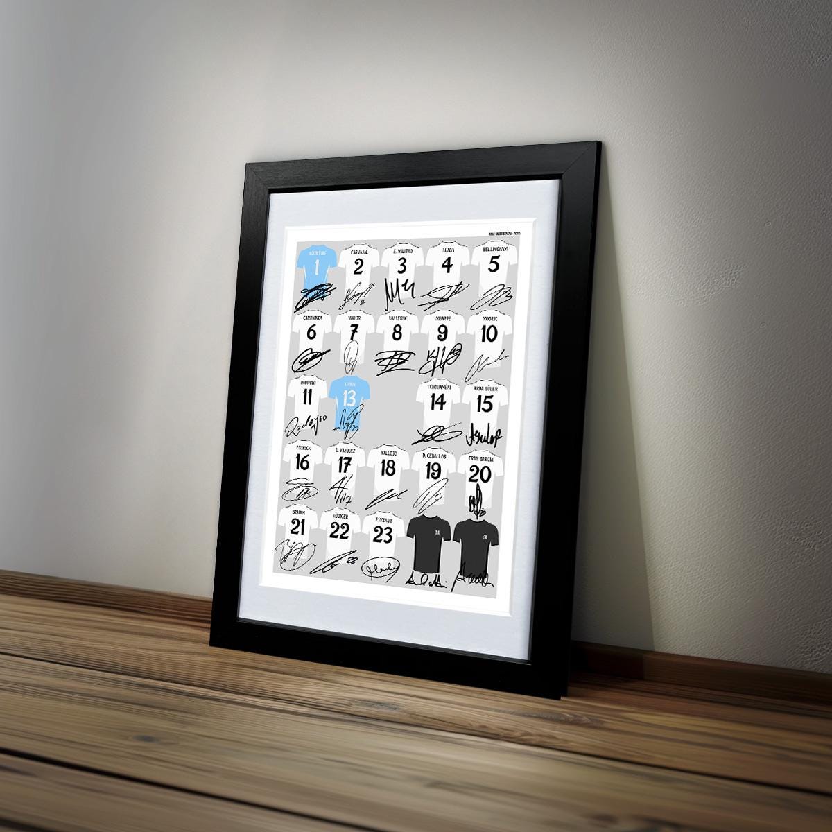 REAL MADRID Team Squad 2024-2025 Signed Poster Print Framed