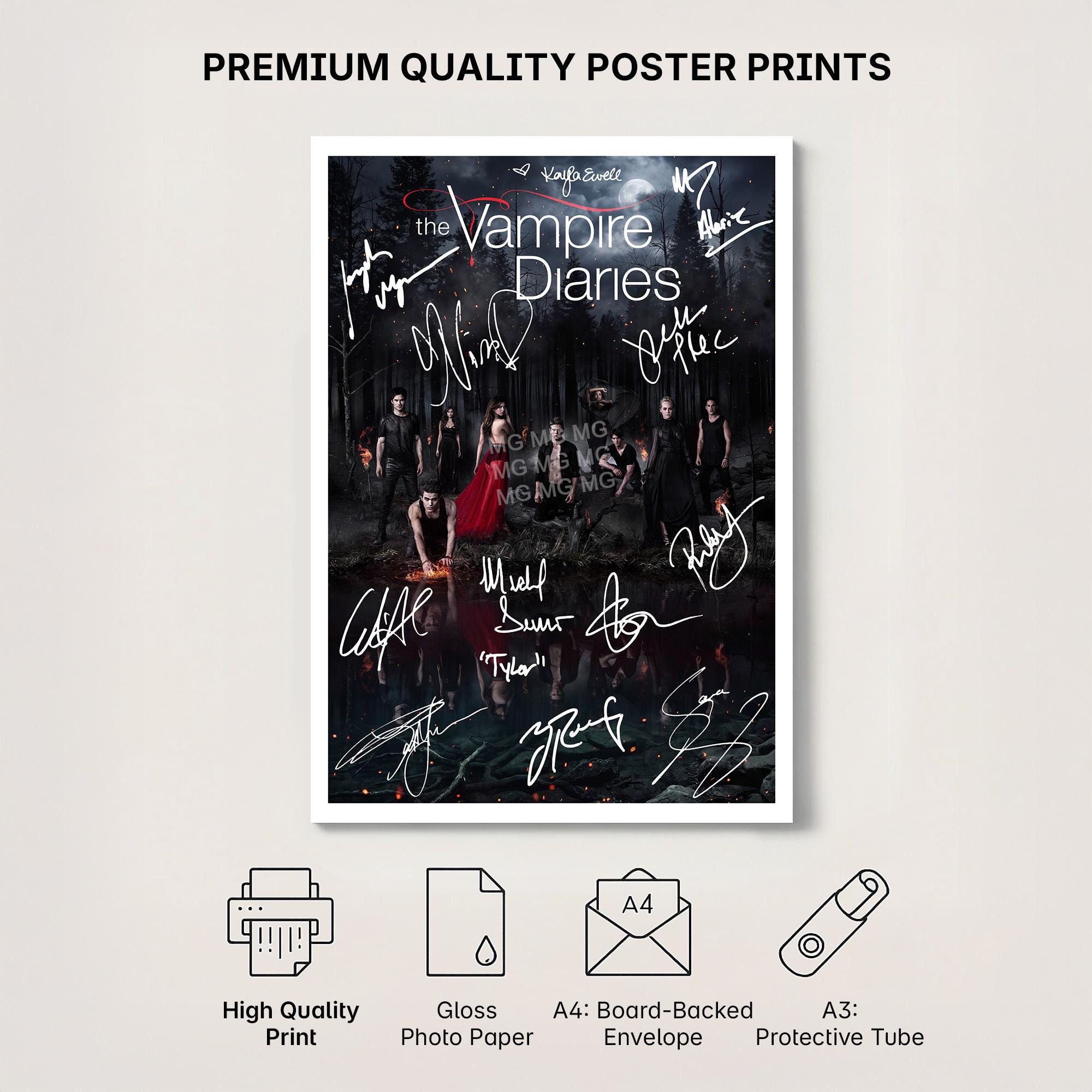 VAMPIRE DIARIES 4 Cast Signed Poster Print Photo Autograph Tv Show