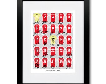 ARSENAL Team Squad 2025-2026 Signed Poster Print Framed Picture