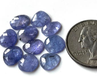 10 PCS-100%Natural Tanzanite Rose Cut Gemstone, 8/10 MM-Tanzanite Rose Cut Cabochon, Faceted Tanzanite Loose Gemstone, For Jewelry Making