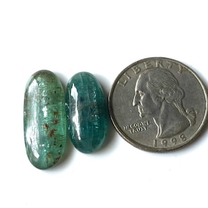 RARE-2 PCS-Emerald Kyanite Cabochon, 20-25 MM-Kyanite Gemstone Cabs-Natural Green Kyanite Loose Cabochon, Emerald Green Kyanite Jewelry