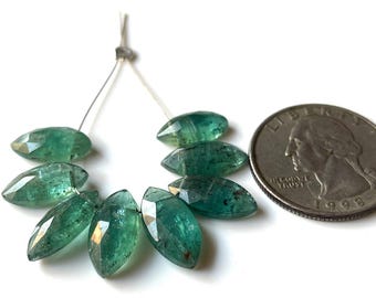 Emerald Green Kyanite Shield Beads, Rose Cut Gemstone, Jewelry Making