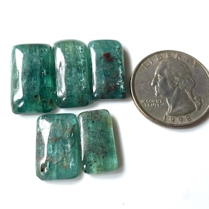 5 PCS-RARE-Emerald Kyanite Cabochon, 17-20MM-Kyanite Gemstone Cabs-Natural Green Kyanite Loose Cabochon, Emerald Green Kyanite Jewelry
