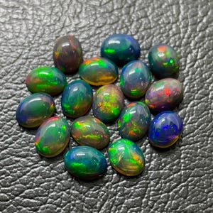 TOP AAA+++Black Opal Cabochon Lot, Ethiopian Opal Oval Cabochon lot, Welo fire opal lot,opal making jewelry,natural black opal cabochon lot,