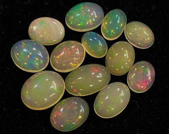 15 Pcs Lot Natural Welo Fire Natural Opal Cabochon 8x6 To 10x8 Gemstone Ethiopian Opal Oval Shape Crystal Gemstone For Making Jewelry