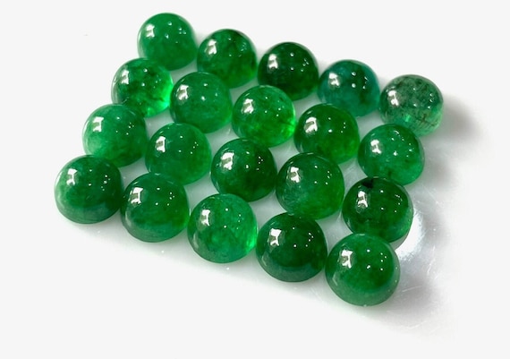 10mm-NATURAL EMERALD Cabochon(Pack of 10 Pieces Lot) Round Shape Gemstones May Birthstone Stones Minerals,Use For jewlry Gift Etc