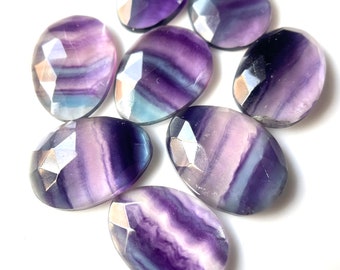 Purple Fluorite-8 Pcs AAA Quality Purple Multi Fluorite Rose Cut Gemstone, 15-18MM,Free From Shape Fluorite Flat Back Use For Jewelry Making