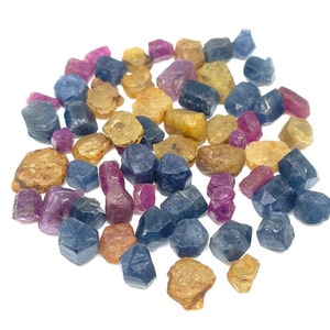 30 Pieces Lot~AAA++100%Natural Raw Multi Sapphire Gems,(12-8mm) Rocks Minerals Raw Healing Rough, Mix Raw Sapphire Rough, For Making Jewelry